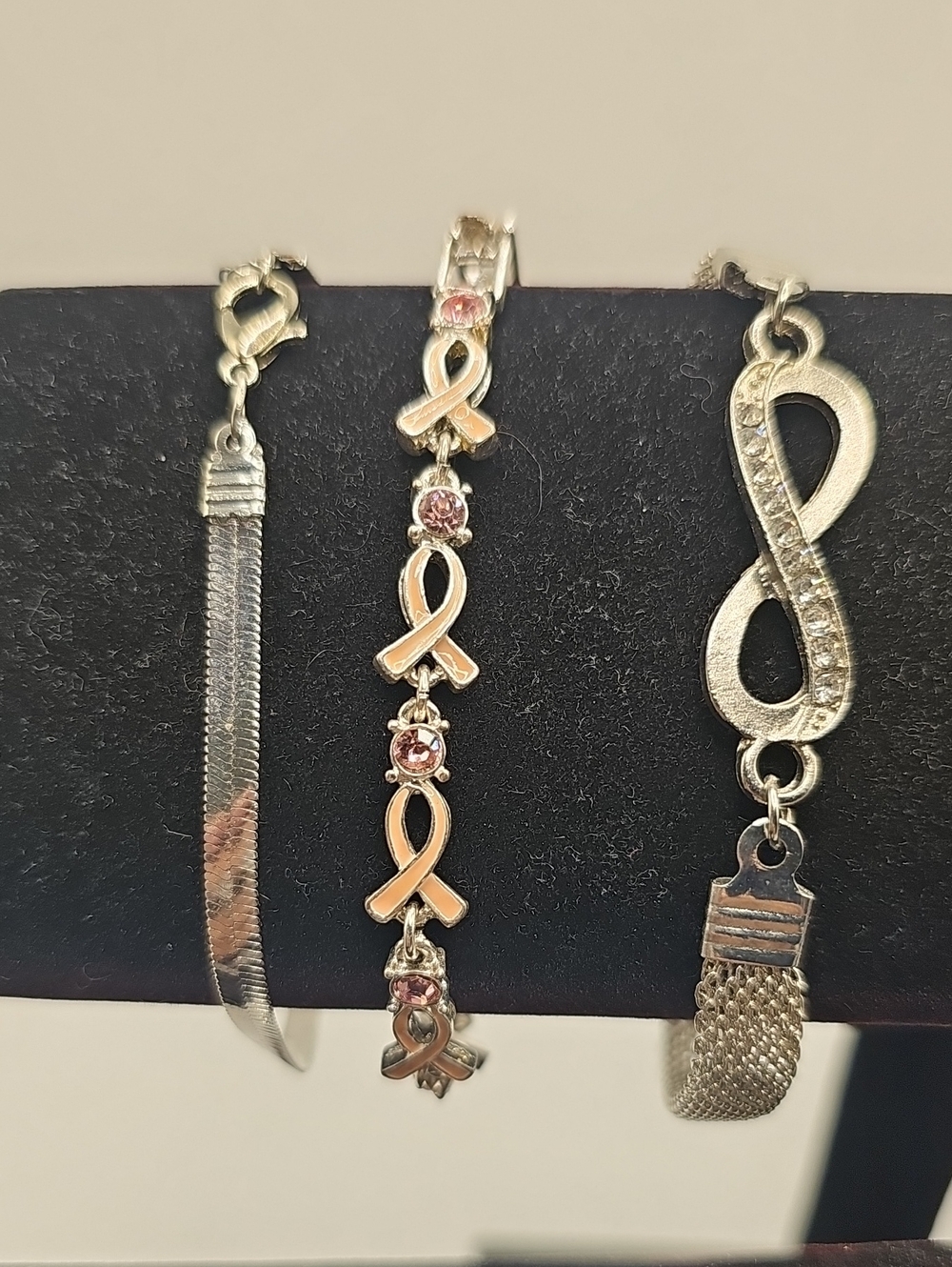 Lot Of Three Silver Tone Bracelet with and Crystal Accents. 1 Avon